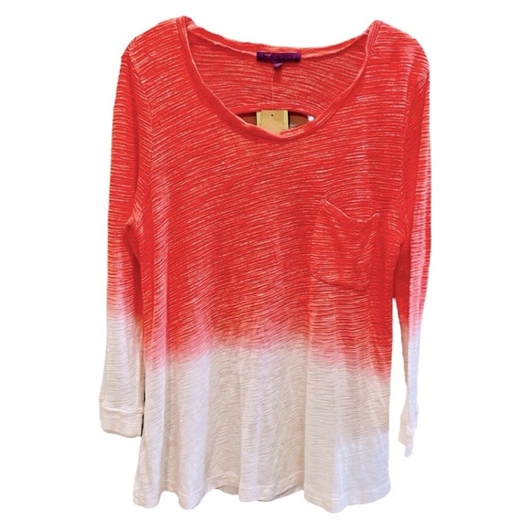 Z by Zobha Hot Coral Long Sleeve Heather Long Sleeve Shirt Blouse XXL NWT NEW! - Picture 1 of 8